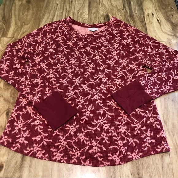 Knox Rose Red Pink Pullover Sweater Cuffed Sleeve Cotton Poly Blend Womens XL - Picture 1 of 7